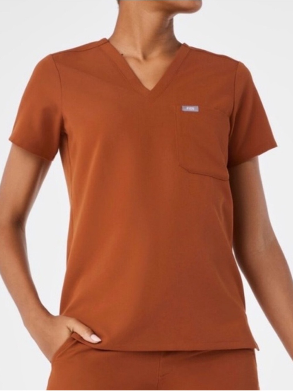 Figs Women's V-Neck Scrub Top in Dirty Chai